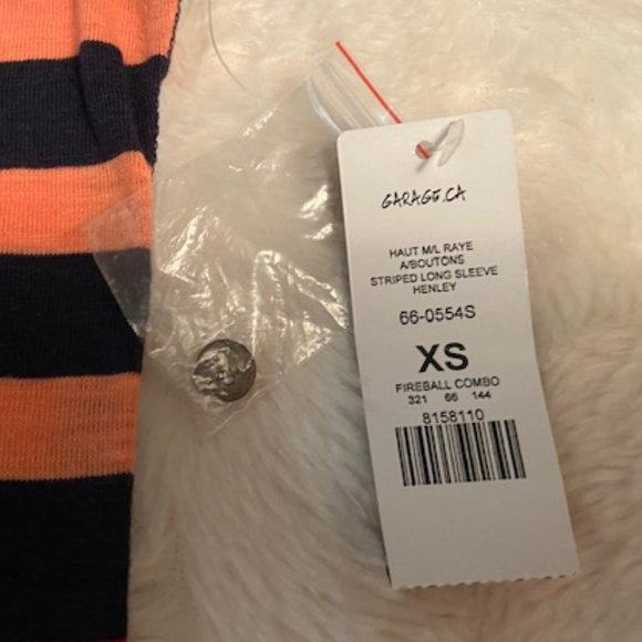 Garage Striped Henley Top Ladies Junior Size XS NWT - Picture 9 of 11